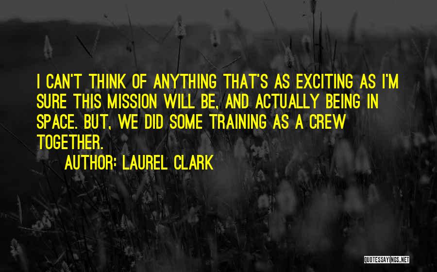 Laurel Clark Quotes: I Can't Think Of Anything That's As Exciting As I'm Sure This Mission Will Be, And Actually Being In Space.