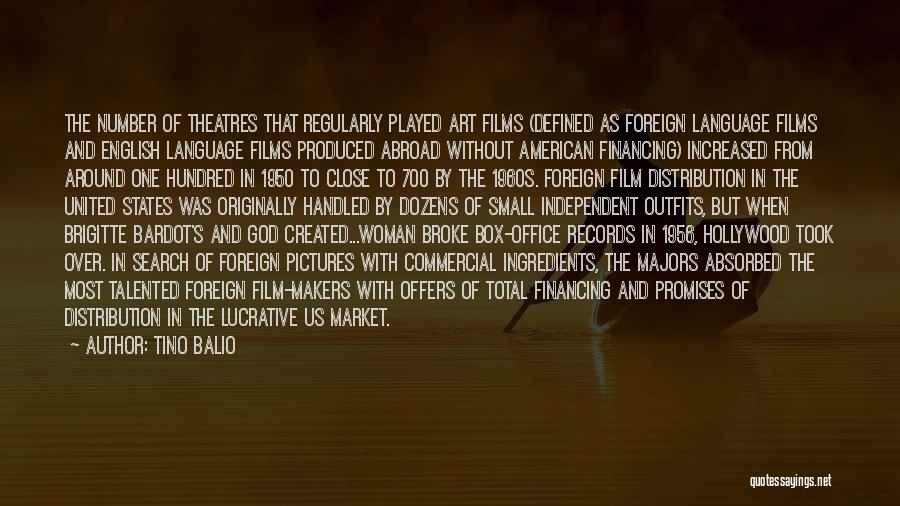 Tino Balio Quotes: The Number Of Theatres That Regularly Played Art Films (defined As Foreign Language Films And English Language Films Produced Abroad