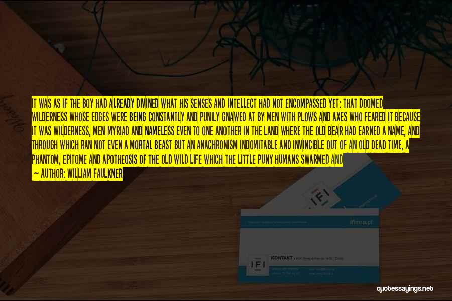 William Faulkner Quotes: It Was As If The Boy Had Already Divined What His Senses And Intellect Had Not Encompassed Yet: That Doomed
