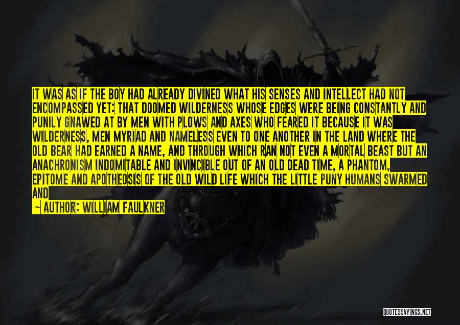 William Faulkner Quotes: It Was As If The Boy Had Already Divined What His Senses And Intellect Had Not Encompassed Yet: That Doomed