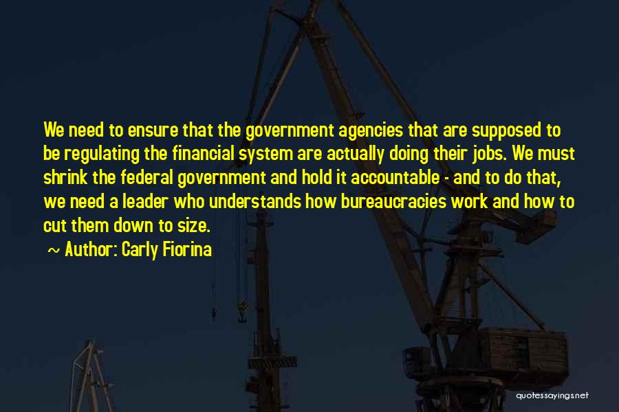Carly Fiorina Quotes: We Need To Ensure That The Government Agencies That Are Supposed To Be Regulating The Financial System Are Actually Doing