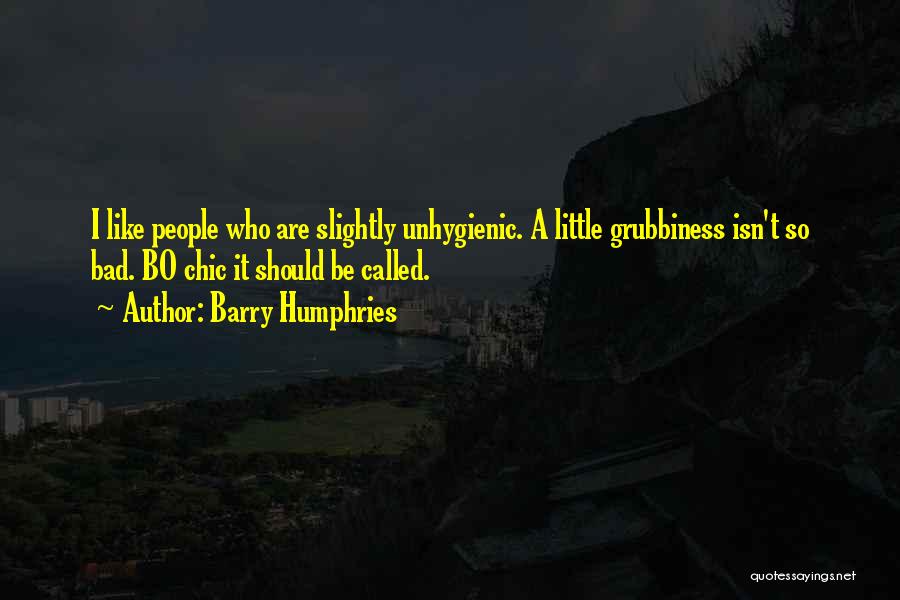 Barry Humphries Quotes: I Like People Who Are Slightly Unhygienic. A Little Grubbiness Isn't So Bad. Bo Chic It Should Be Called.