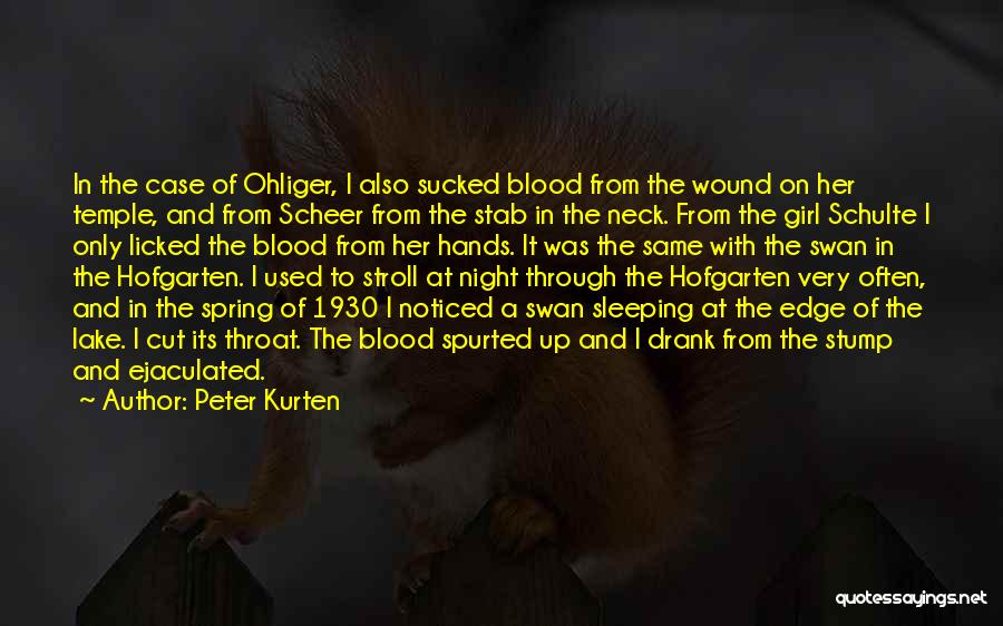 Peter Kurten Quotes: In The Case Of Ohliger, I Also Sucked Blood From The Wound On Her Temple, And From Scheer From The