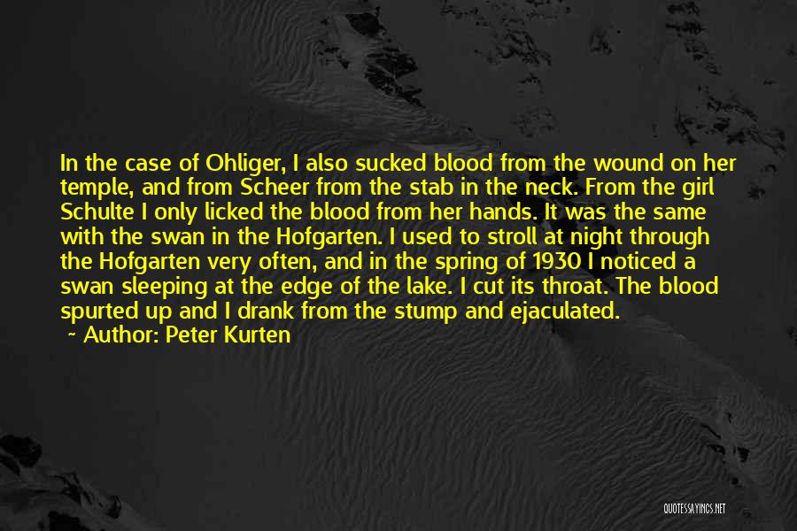 Peter Kurten Quotes: In The Case Of Ohliger, I Also Sucked Blood From The Wound On Her Temple, And From Scheer From The