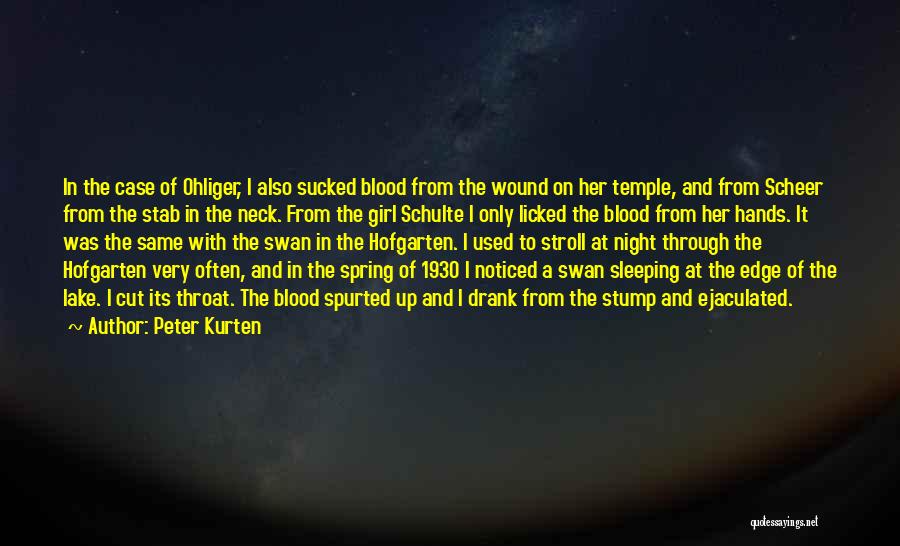 Peter Kurten Quotes: In The Case Of Ohliger, I Also Sucked Blood From The Wound On Her Temple, And From Scheer From The