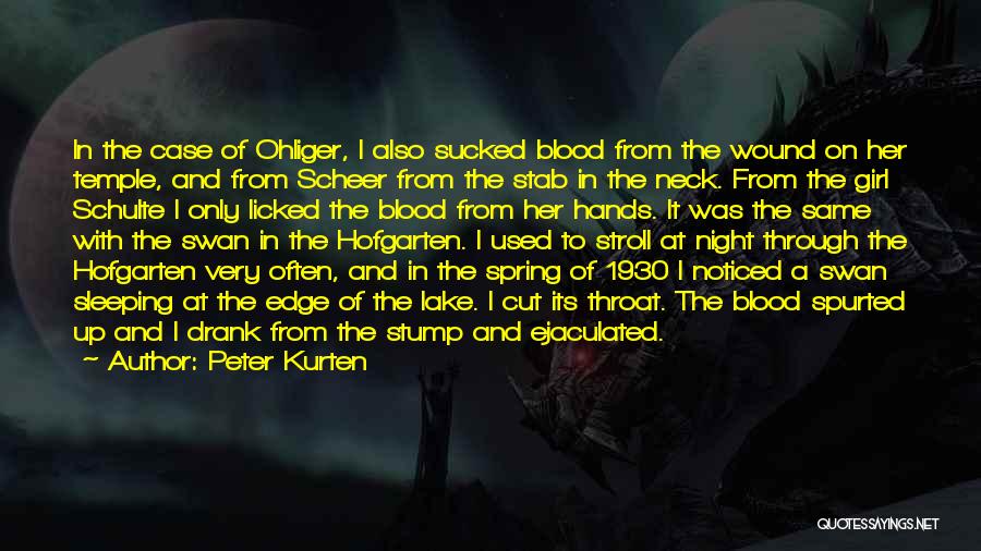 Peter Kurten Quotes: In The Case Of Ohliger, I Also Sucked Blood From The Wound On Her Temple, And From Scheer From The