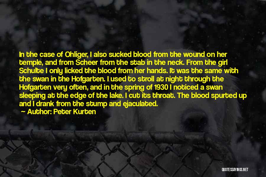 Peter Kurten Quotes: In The Case Of Ohliger, I Also Sucked Blood From The Wound On Her Temple, And From Scheer From The