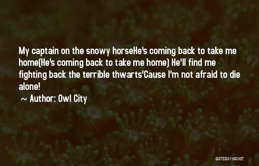 Owl City Quotes: My Captain On The Snowy Horsehe's Coming Back To Take Me Home(he's Coming Back To Take Me Home) He'll Find