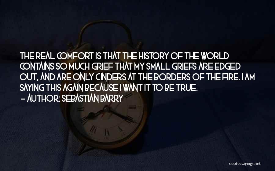 Sebastian Barry Quotes: The Real Comfort Is That The History Of The World Contains So Much Grief That My Small Griefs Are Edged