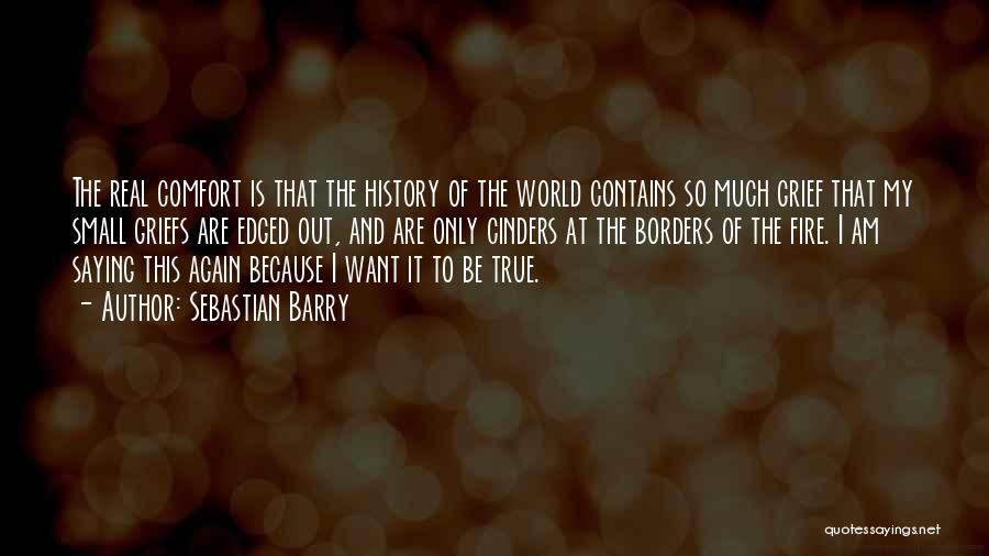 Sebastian Barry Quotes: The Real Comfort Is That The History Of The World Contains So Much Grief That My Small Griefs Are Edged