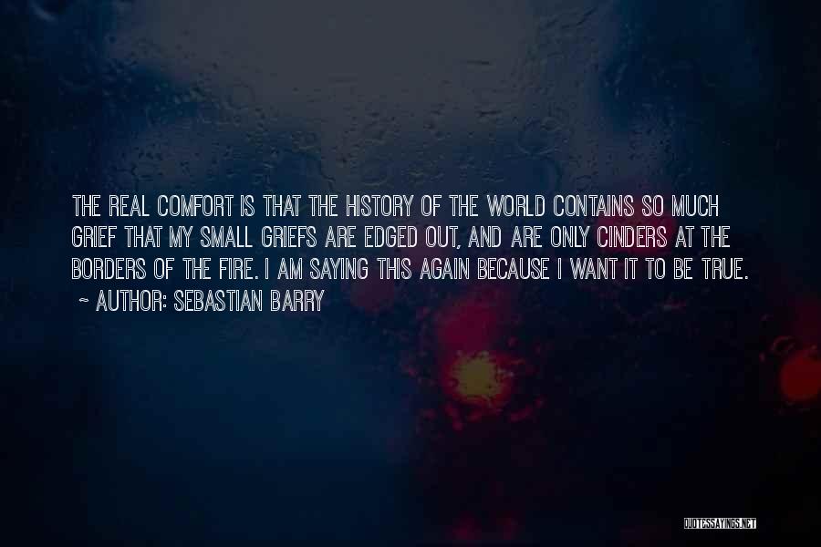 Sebastian Barry Quotes: The Real Comfort Is That The History Of The World Contains So Much Grief That My Small Griefs Are Edged