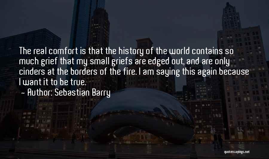 Sebastian Barry Quotes: The Real Comfort Is That The History Of The World Contains So Much Grief That My Small Griefs Are Edged