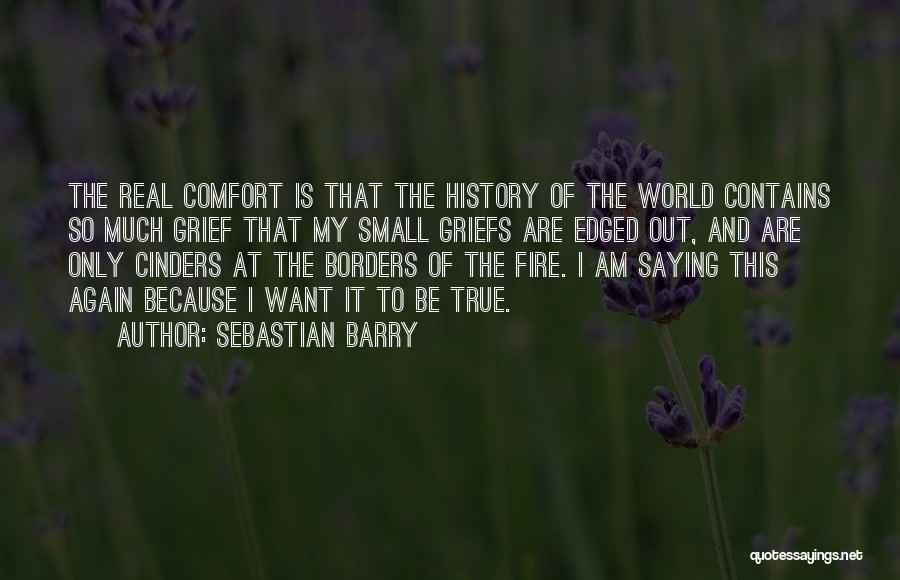 Sebastian Barry Quotes: The Real Comfort Is That The History Of The World Contains So Much Grief That My Small Griefs Are Edged
