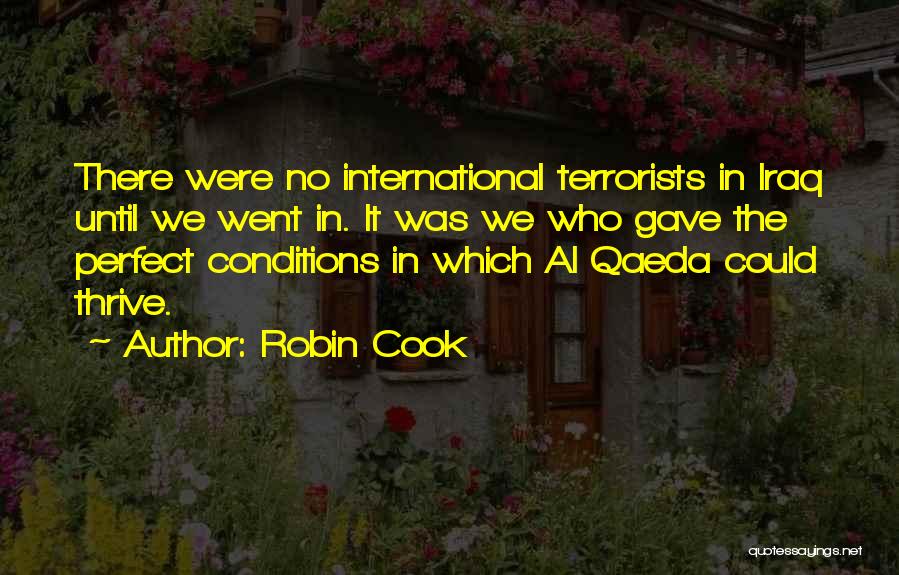 Robin Cook Quotes: There Were No International Terrorists In Iraq Until We Went In. It Was We Who Gave The Perfect Conditions In