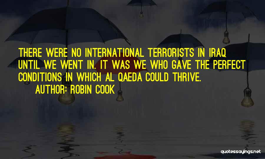 Robin Cook Quotes: There Were No International Terrorists In Iraq Until We Went In. It Was We Who Gave The Perfect Conditions In