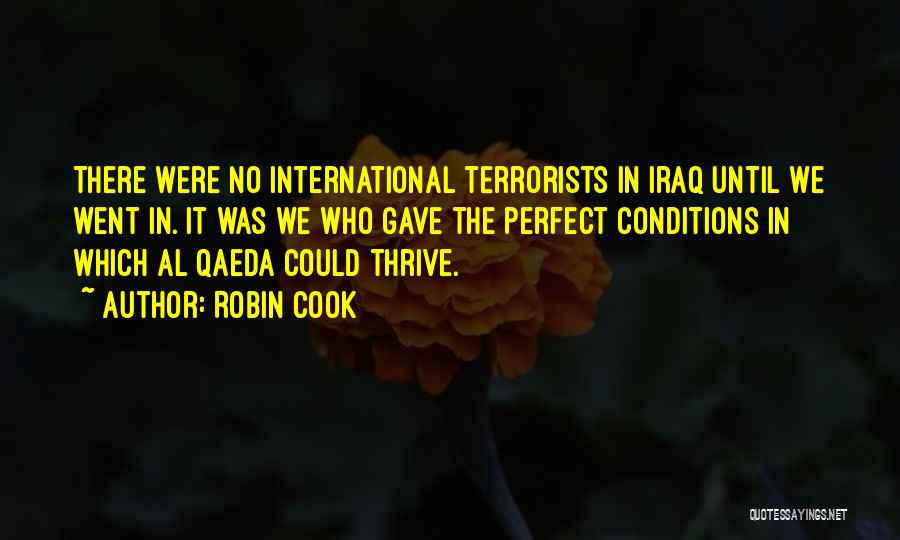 Robin Cook Quotes: There Were No International Terrorists In Iraq Until We Went In. It Was We Who Gave The Perfect Conditions In