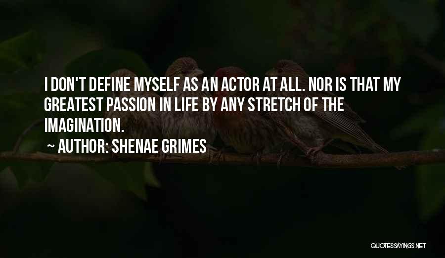 Shenae Grimes Quotes: I Don't Define Myself As An Actor At All. Nor Is That My Greatest Passion In Life By Any Stretch
