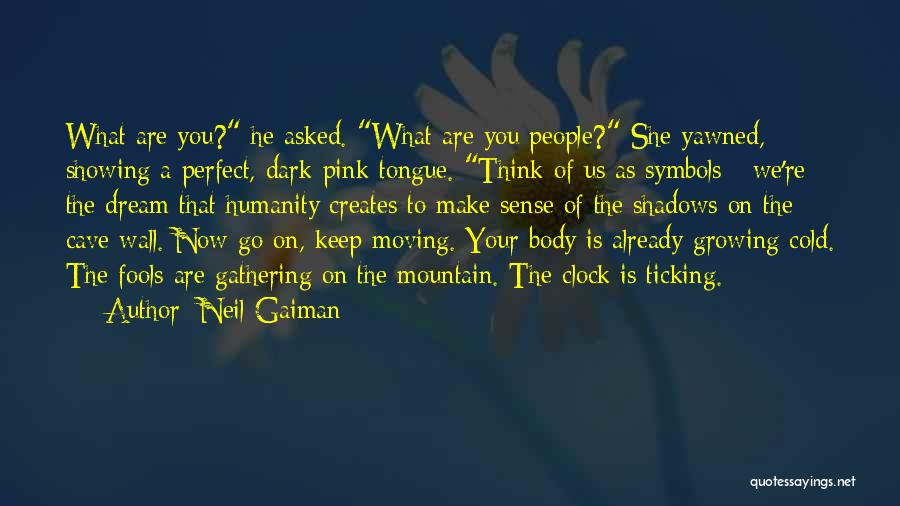 Neil Gaiman Quotes: What Are You? He Asked. What Are You People? She Yawned, Showing A Perfect, Dark-pink Tongue. Think Of Us As