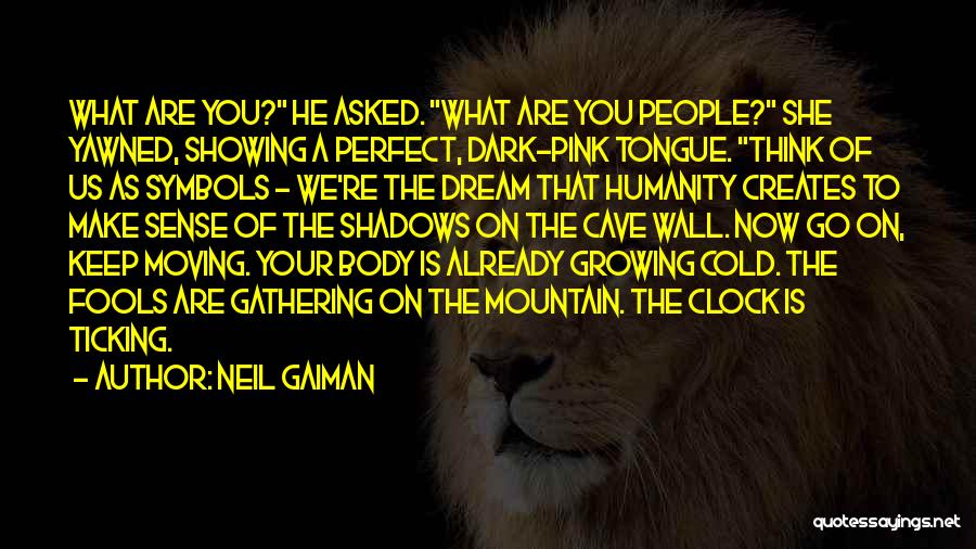 Neil Gaiman Quotes: What Are You? He Asked. What Are You People? She Yawned, Showing A Perfect, Dark-pink Tongue. Think Of Us As