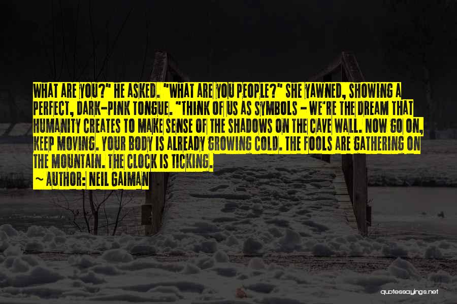 Neil Gaiman Quotes: What Are You? He Asked. What Are You People? She Yawned, Showing A Perfect, Dark-pink Tongue. Think Of Us As