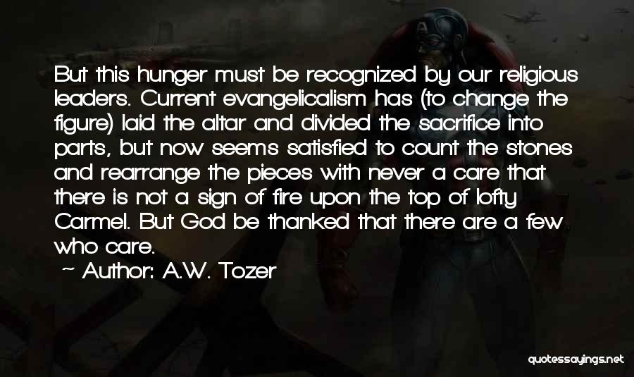 A.W. Tozer Quotes: But This Hunger Must Be Recognized By Our Religious Leaders. Current Evangelicalism Has (to Change The Figure) Laid The Altar