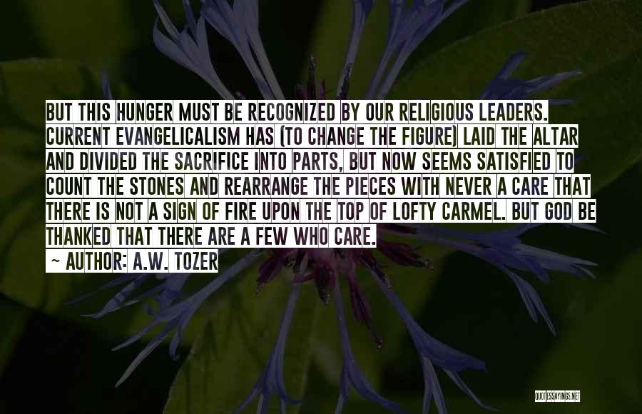 A.W. Tozer Quotes: But This Hunger Must Be Recognized By Our Religious Leaders. Current Evangelicalism Has (to Change The Figure) Laid The Altar