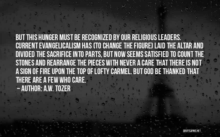 A.W. Tozer Quotes: But This Hunger Must Be Recognized By Our Religious Leaders. Current Evangelicalism Has (to Change The Figure) Laid The Altar