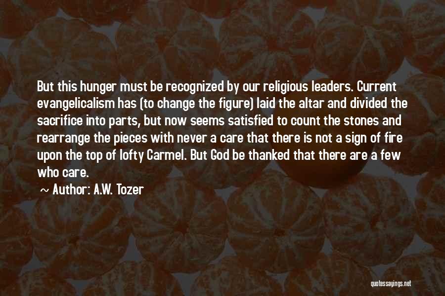 A.W. Tozer Quotes: But This Hunger Must Be Recognized By Our Religious Leaders. Current Evangelicalism Has (to Change The Figure) Laid The Altar