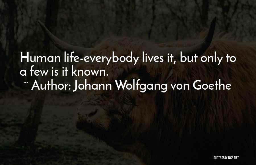 Johann Wolfgang Von Goethe Quotes: Human Life-everybody Lives It, But Only To A Few Is It Known.