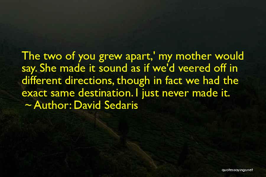 David Sedaris Quotes: The Two Of You Grew Apart,' My Mother Would Say. She Made It Sound As If We'd Veered Off In