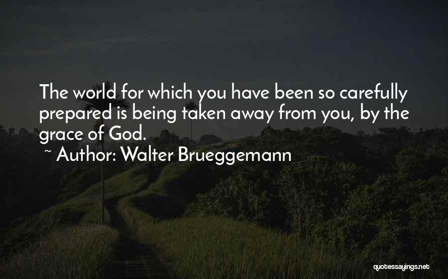 Walter Brueggemann Quotes: The World For Which You Have Been So Carefully Prepared Is Being Taken Away From You, By The Grace Of