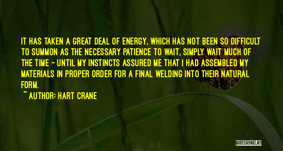 Hart Crane Quotes: It Has Taken A Great Deal Of Energy, Which Has Not Been So Difficult To Summon As The Necessary Patience