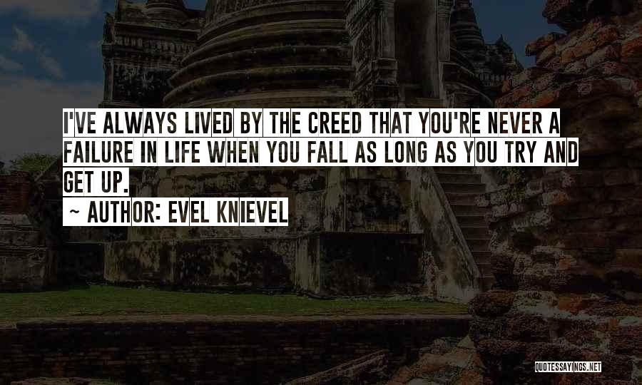 Evel Knievel Quotes: I've Always Lived By The Creed That You're Never A Failure In Life When You Fall As Long As You