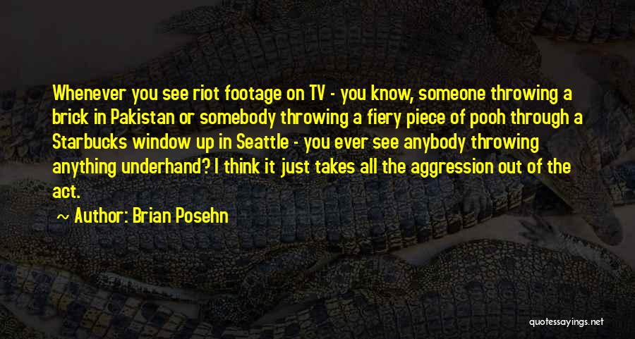 Brian Posehn Quotes: Whenever You See Riot Footage On Tv - You Know, Someone Throwing A Brick In Pakistan Or Somebody Throwing A