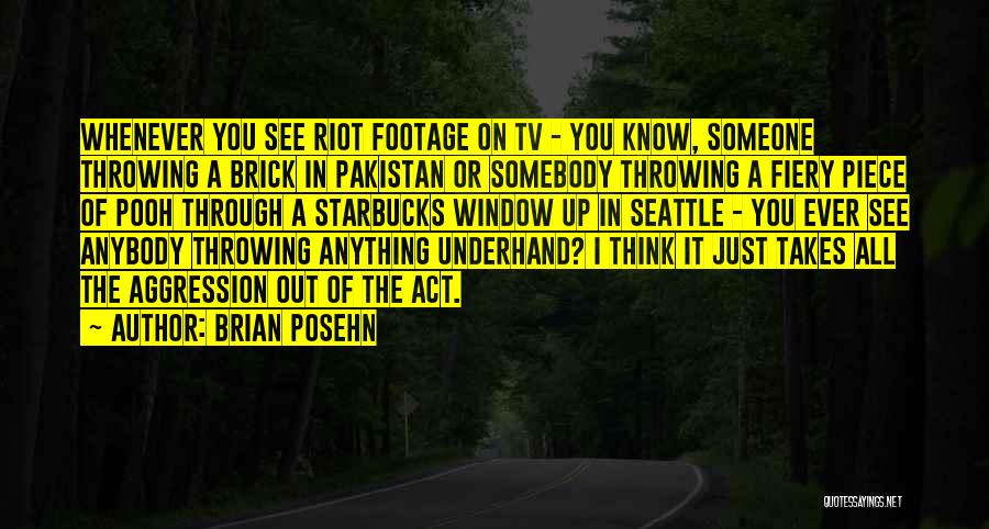 Brian Posehn Quotes: Whenever You See Riot Footage On Tv - You Know, Someone Throwing A Brick In Pakistan Or Somebody Throwing A