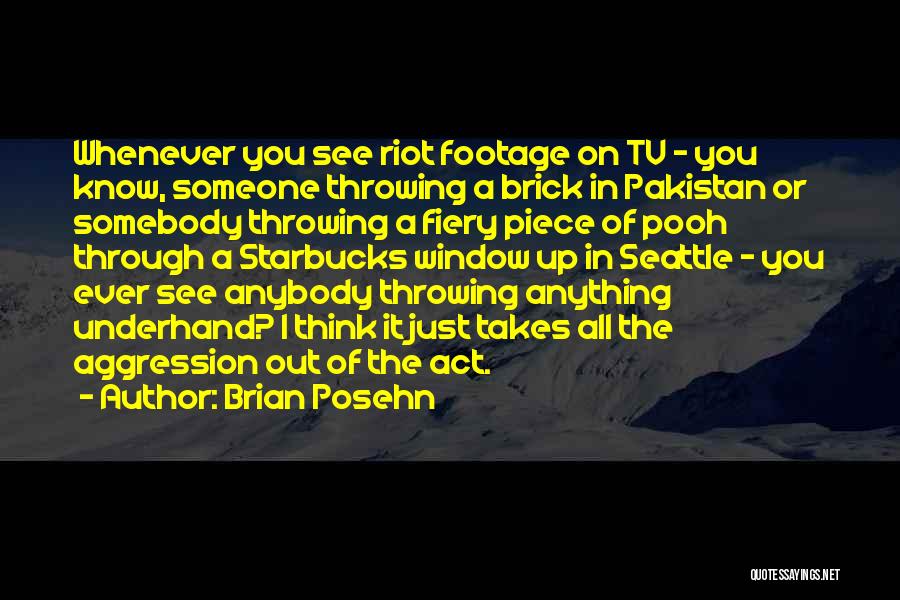 Brian Posehn Quotes: Whenever You See Riot Footage On Tv - You Know, Someone Throwing A Brick In Pakistan Or Somebody Throwing A