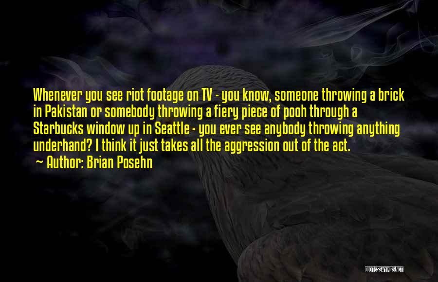 Brian Posehn Quotes: Whenever You See Riot Footage On Tv - You Know, Someone Throwing A Brick In Pakistan Or Somebody Throwing A