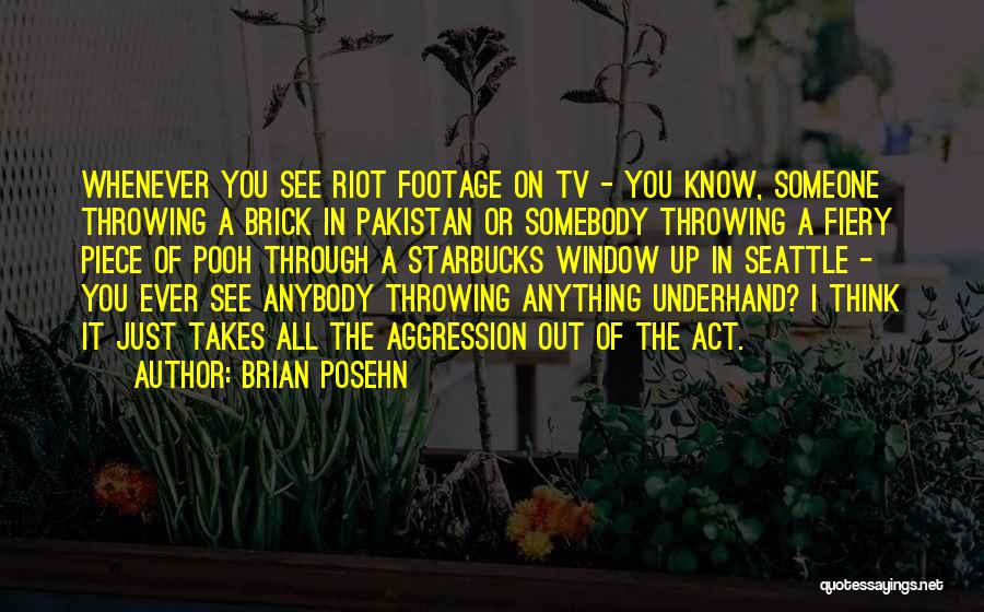 Brian Posehn Quotes: Whenever You See Riot Footage On Tv - You Know, Someone Throwing A Brick In Pakistan Or Somebody Throwing A