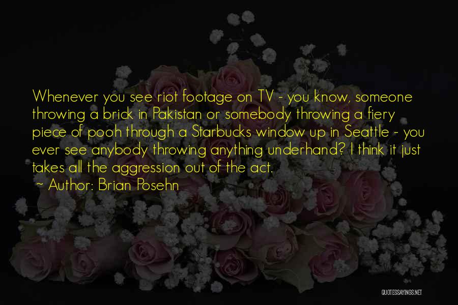 Brian Posehn Quotes: Whenever You See Riot Footage On Tv - You Know, Someone Throwing A Brick In Pakistan Or Somebody Throwing A