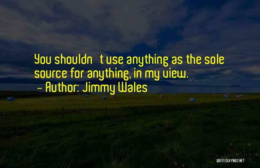 Jimmy Wales Quotes: You Shouldn't Use Anything As The Sole Source For Anything, In My View.