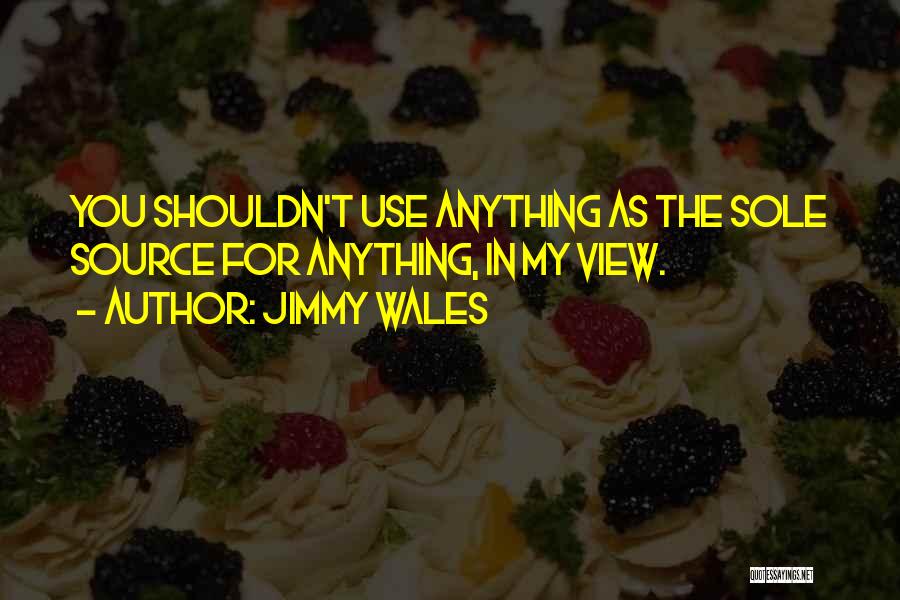 Jimmy Wales Quotes: You Shouldn't Use Anything As The Sole Source For Anything, In My View.