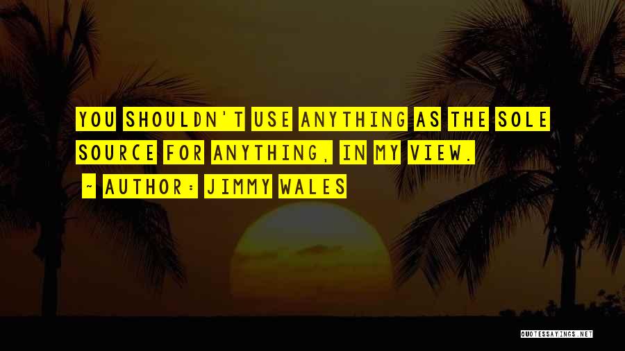 Jimmy Wales Quotes: You Shouldn't Use Anything As The Sole Source For Anything, In My View.