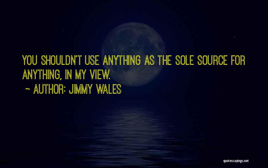 Jimmy Wales Quotes: You Shouldn't Use Anything As The Sole Source For Anything, In My View.