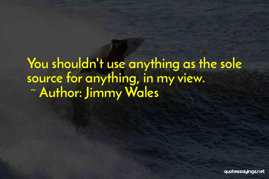 Jimmy Wales Quotes: You Shouldn't Use Anything As The Sole Source For Anything, In My View.