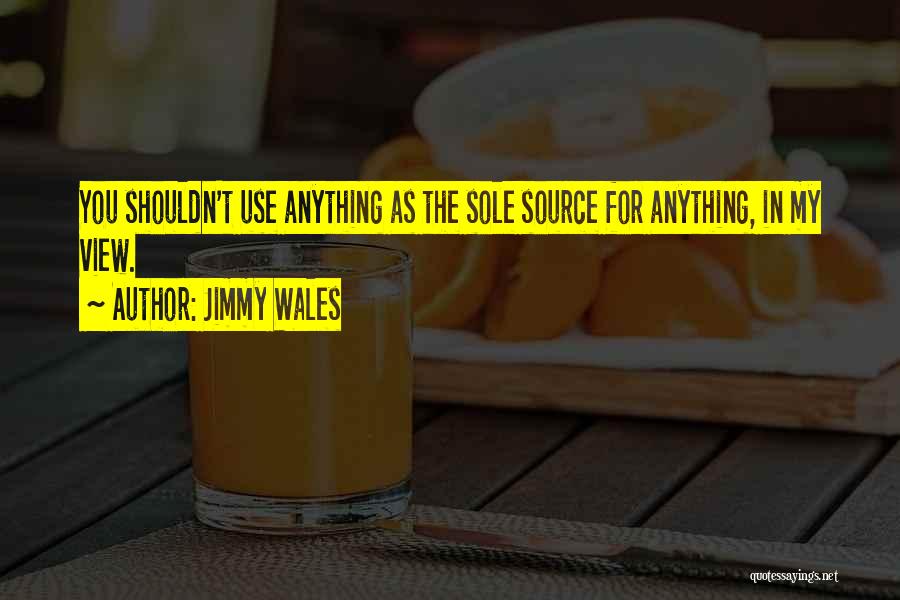 Jimmy Wales Quotes: You Shouldn't Use Anything As The Sole Source For Anything, In My View.