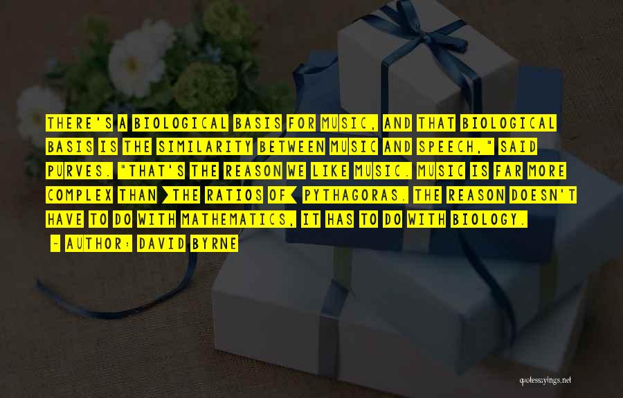 David Byrne Quotes: There's A Biological Basis For Music, And That Biological Basis Is The Similarity Between Music And Speech, Said Purves. That's