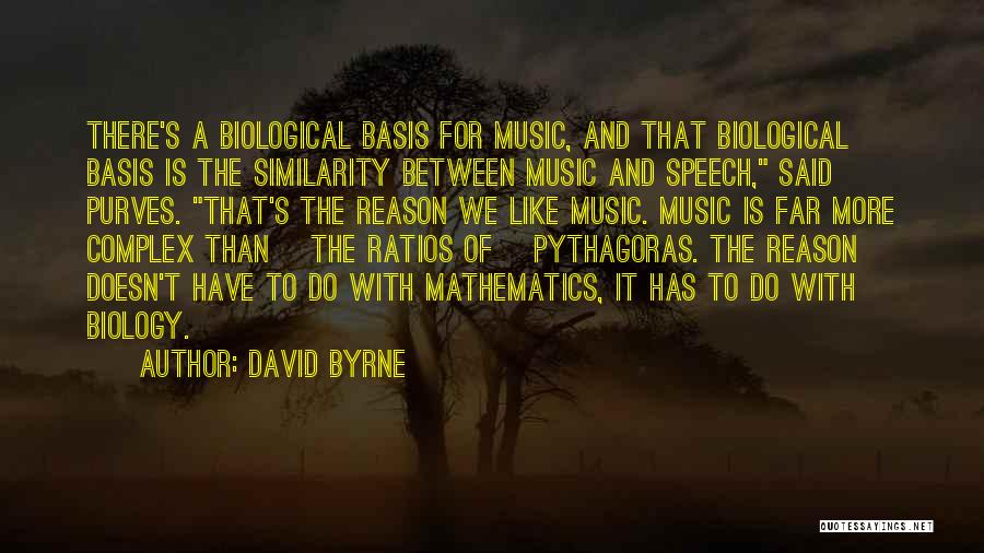 David Byrne Quotes: There's A Biological Basis For Music, And That Biological Basis Is The Similarity Between Music And Speech, Said Purves. That's