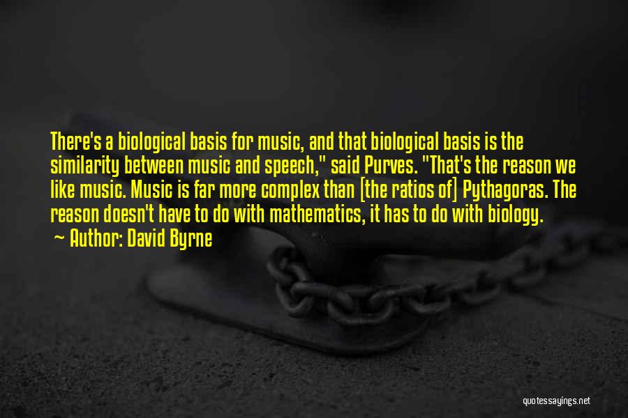 David Byrne Quotes: There's A Biological Basis For Music, And That Biological Basis Is The Similarity Between Music And Speech, Said Purves. That's