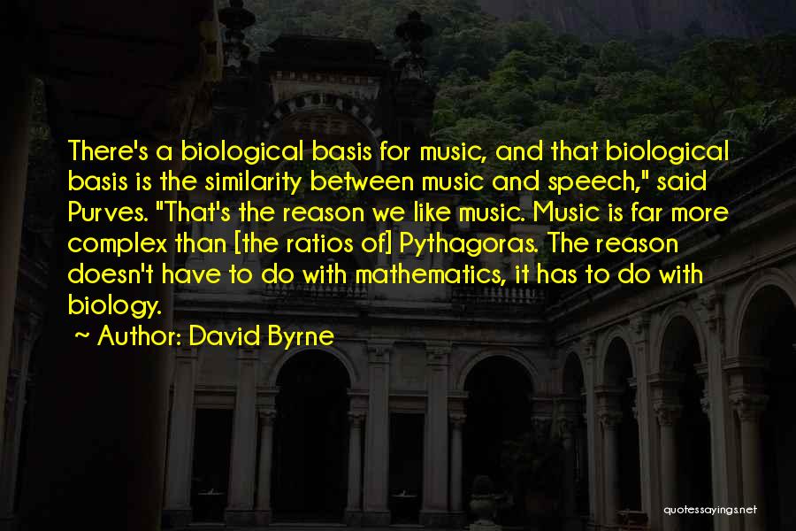 David Byrne Quotes: There's A Biological Basis For Music, And That Biological Basis Is The Similarity Between Music And Speech, Said Purves. That's