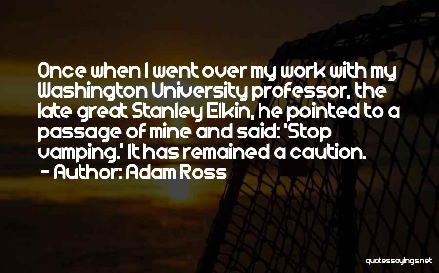 Adam Ross Quotes: Once When I Went Over My Work With My Washington University Professor, The Late Great Stanley Elkin, He Pointed To